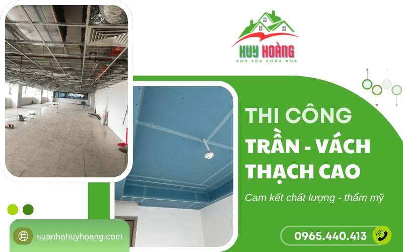 thi công trần vách thạch cao