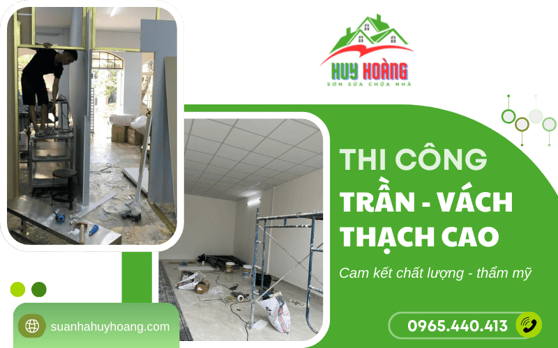 thi công trần vách thạch cao