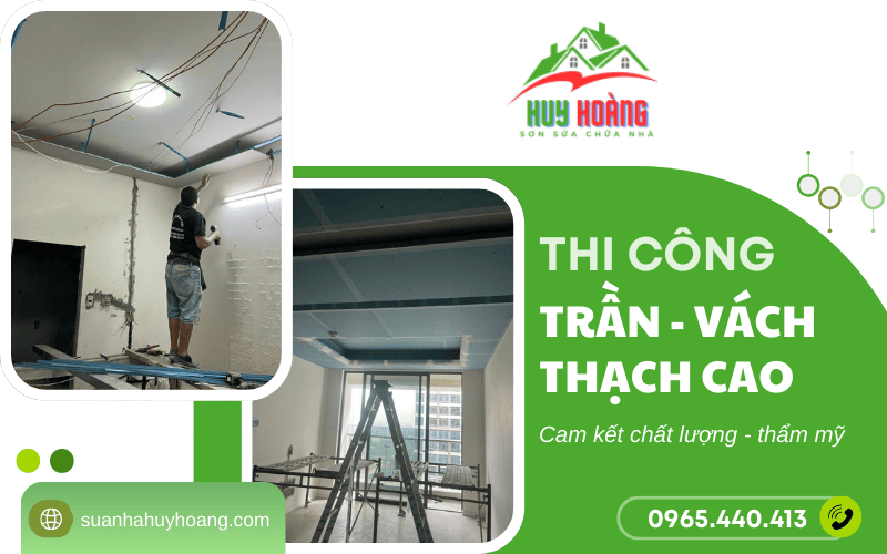 thi công trần vách thạch cao